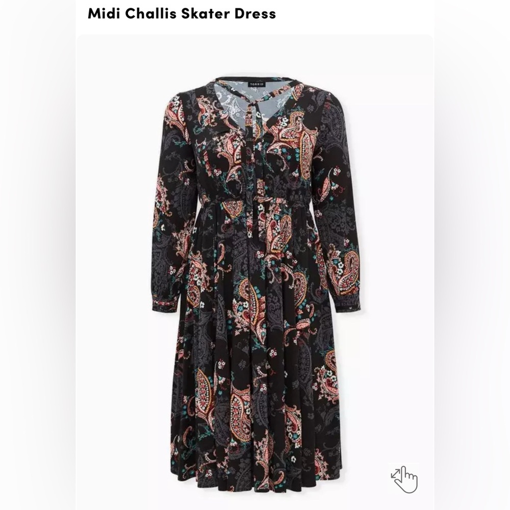 Torrid Black Paisley Midi Challis Dress